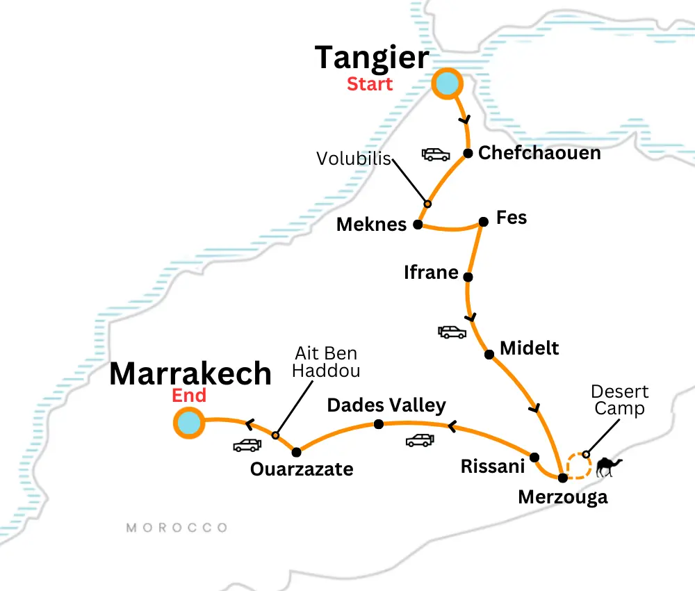 5 Days tour from Tangier to Marrakech