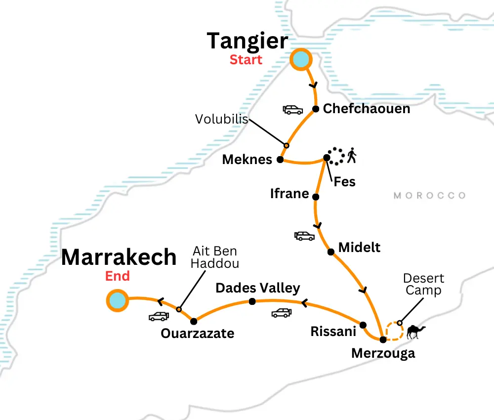 6 Days tour from Tangier to Marrakech