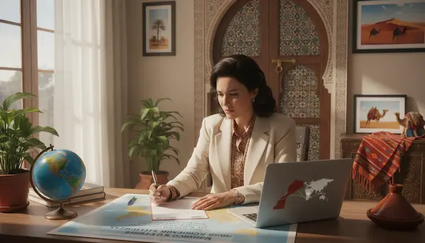 A bright informational scene depicting the visa requirements for Americans traveling to