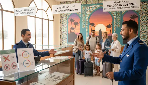 A visually engaging depiction of Moroccos customs regulations centered around a well organized