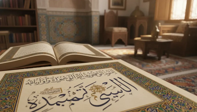 a beautifully adorned page showcasing standard arabic script elegantly written in flowing