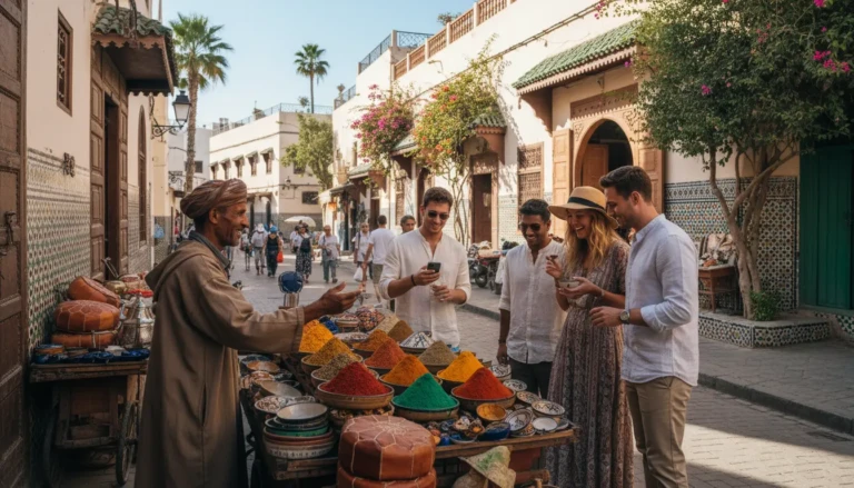 a bustling street in tangier morocco showcasing the vibrant culture and architecture