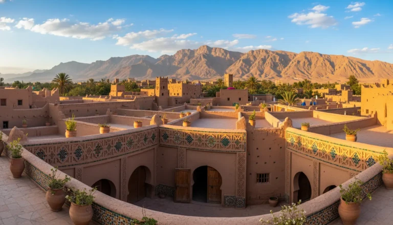 a detailed view of a traditional moroccan kasbah showcasing its unique architectural features
