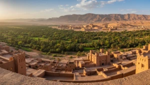 a panoramic view of ouarzazat city with the valley