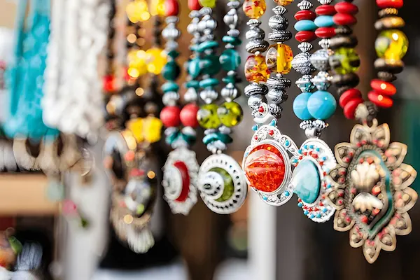 colorful moroccan jewelry with traditional patterns