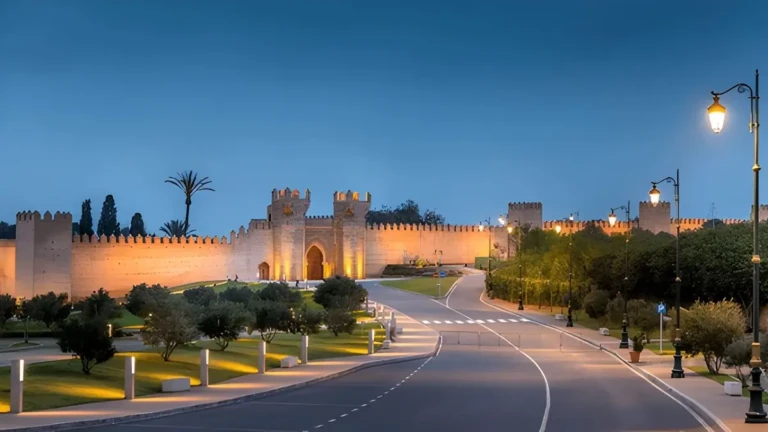 kasbah of chellah at night in rabat morocco