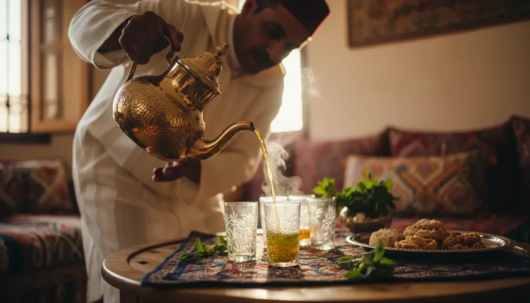 moroccan mint tea pouring technique