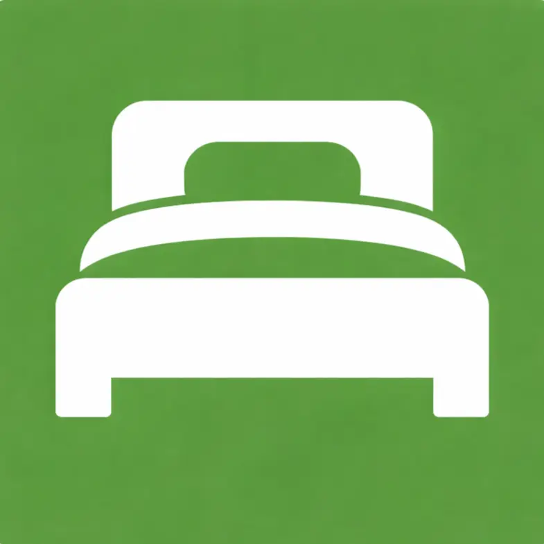 minimalist bed icon on green